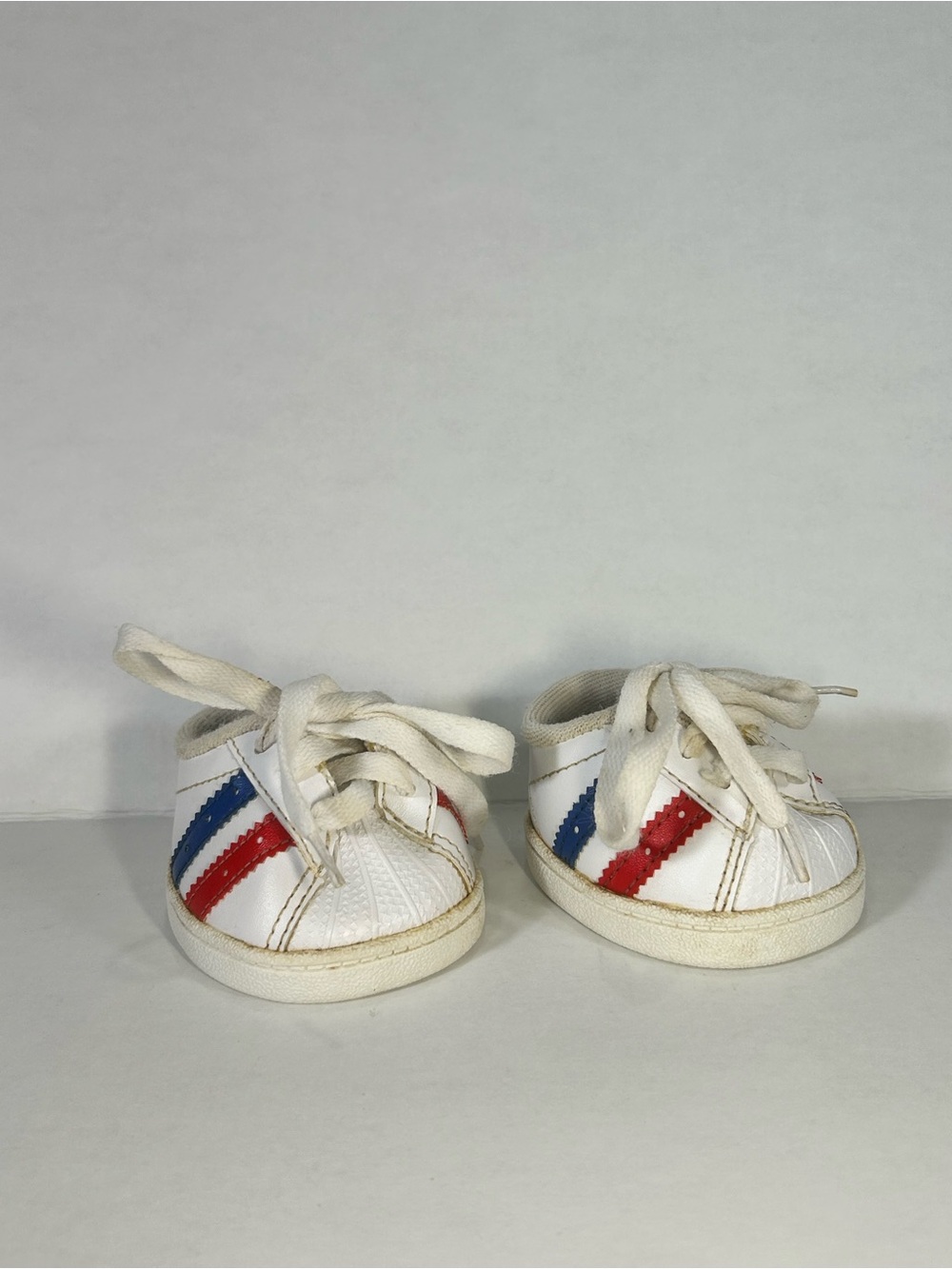 Build-A-Bear White Sneakers with Red & Blue Stripes